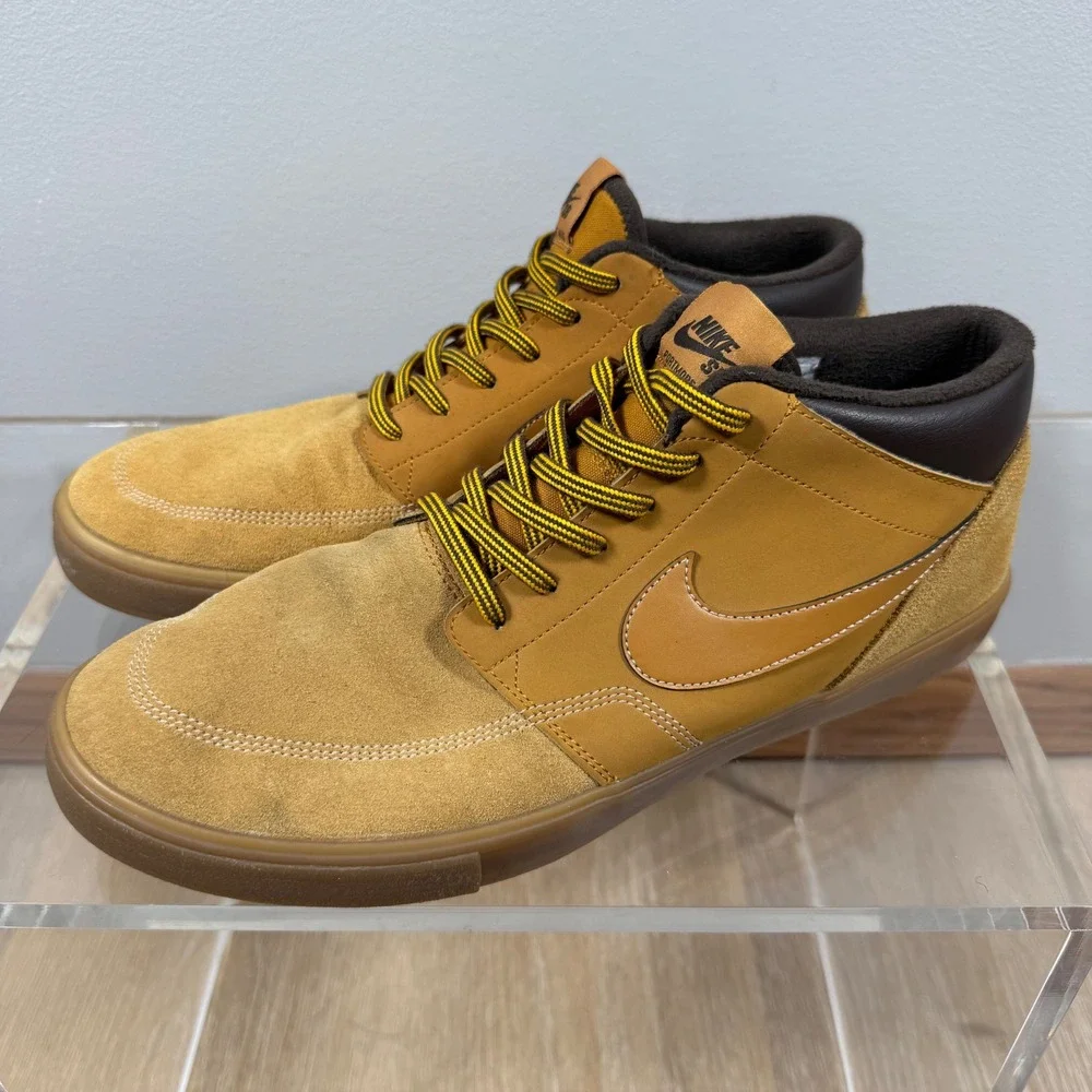 Rare Nike SB Portmore Mid Wheat Brown Sneakers Size 12